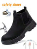Men's Safety Steel Toe Work Shoes, Plus Size Sports Outdoor Chelsea Boots, Slip-On Men's Shoes, Hiking Boots, High-Top EVA Sole, Suitable For Outdoor, Mining, Construction, Hiking, Climbing, Spring/Autumn/Winter Protective Shoes