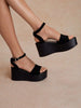 Tropiscape Women Single Band Flatform Ankle Strap Sandals, Vacation Faux Suede Wedge Sandals For Summer,Travel Essential